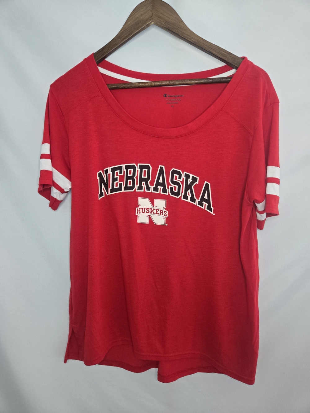 Champion Nebraska Huskers Women's Red Scoop Neck Tee XL